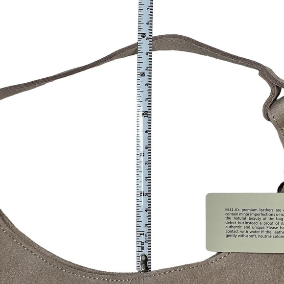 NWT M.I.L.A. Made in Los Angeles Emma Shoulder Hobo Bag Stone Suede - Picture 11 of 14